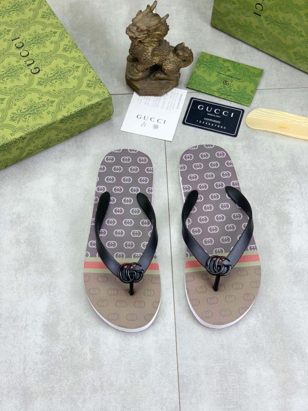 Gucci Interlocking G Jacquard Thong Sandals with Double G