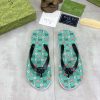 Gucci Green Thong Sandals with Double G
