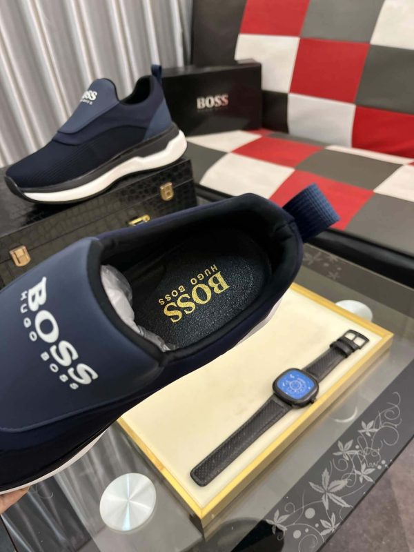 Boss Blue Mixed Materials Slip-On Trainer