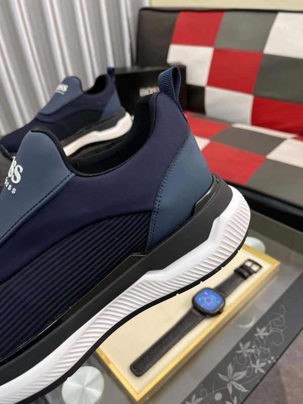 Boss Blue Mixed Materials Slip-On Trainer