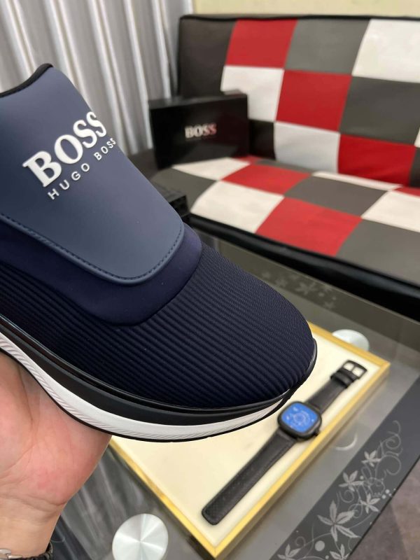 Boss Blue Mixed Materials Slip-On Trainer