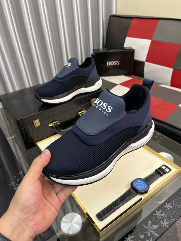 Boss Blue Mixed Materials Slip-On Trainer