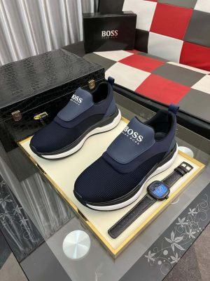 HugoBossslip-onsneakerinanavycolorway_7 Boss Blue Mixed Materials Slip-On Trainer