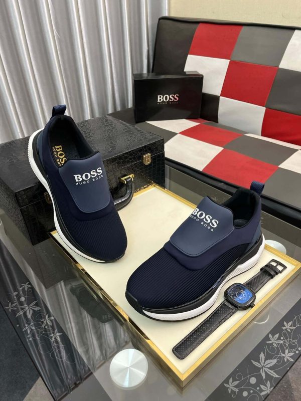 Boss Blue Mixed Materials Slip-On Trainer