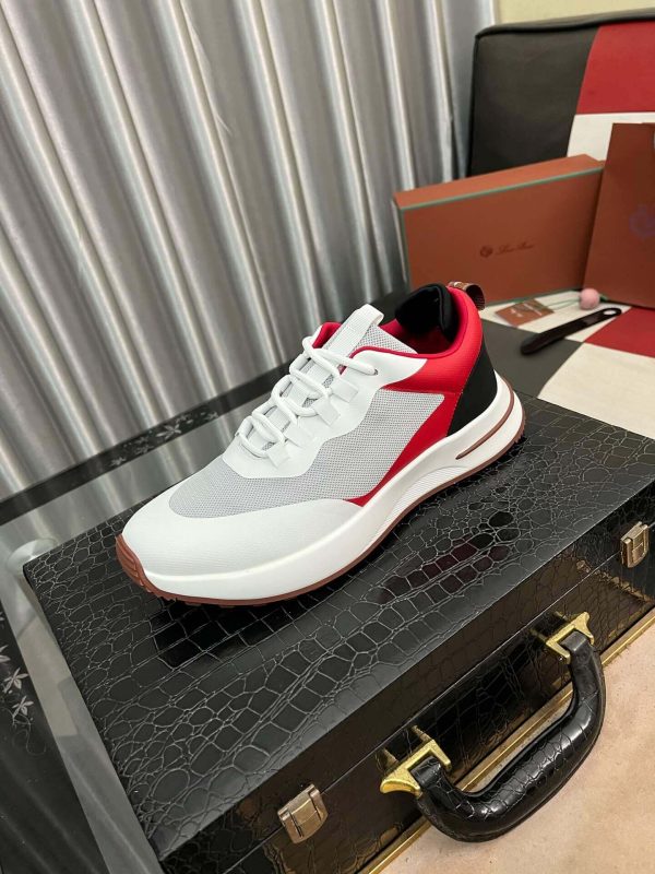 Loro Piana Week End Walk Sneaker in White with Red/Black Detail