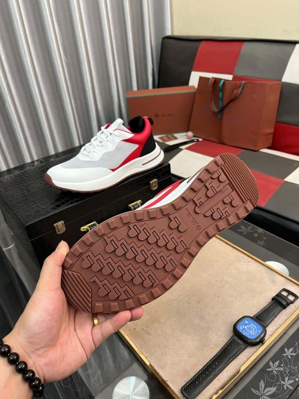 Loro Piana Week End Walk Sneaker in White with Red/Black Detail