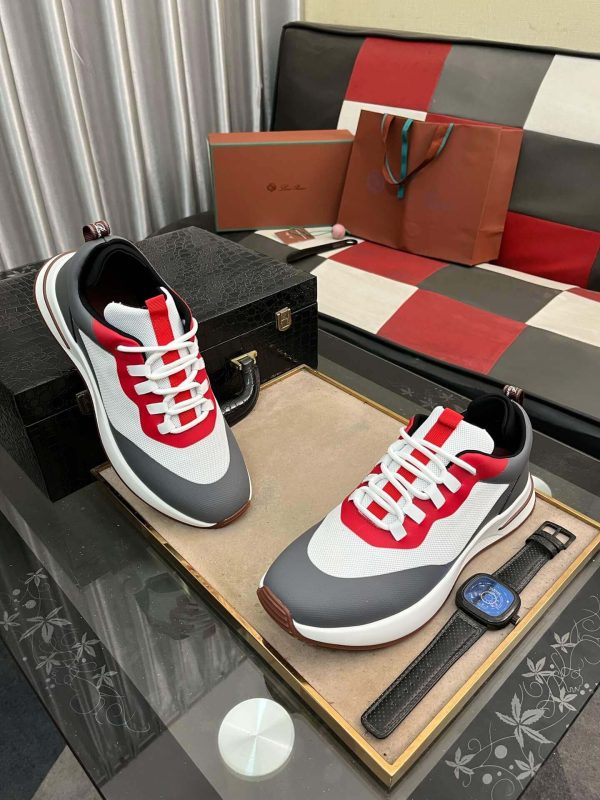 Loro Piana Week End Walk Sneaker in Grey and White