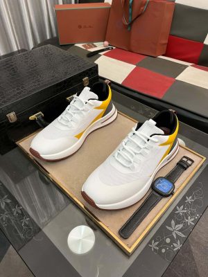 LoroPianaWeekEndWalksneaker_specificallythemicrofibrewhitevariant_9 Loro Piana Week End Walk Sneaker in White with Yellow/Black Detail