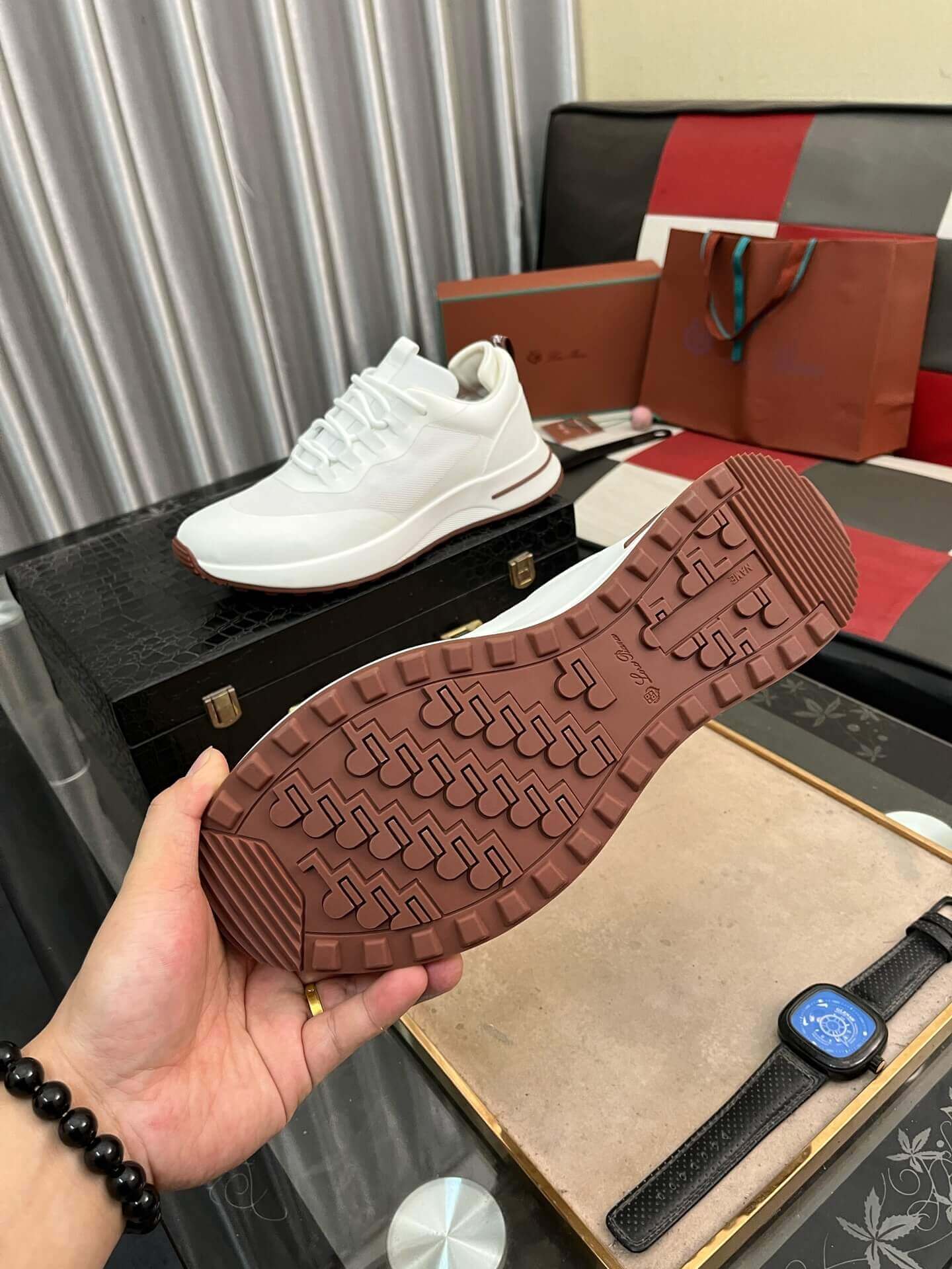 Loro Piana Week End Walk Sneaker in White. 4 Loro Piana Week End Walk Sneaker in White. - Image 4