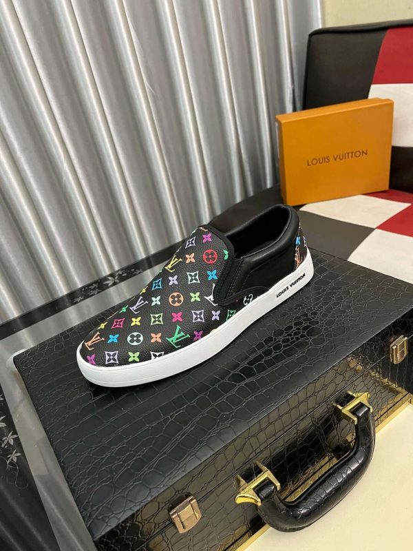 LV X TM Black Leather Slip-On Trainers