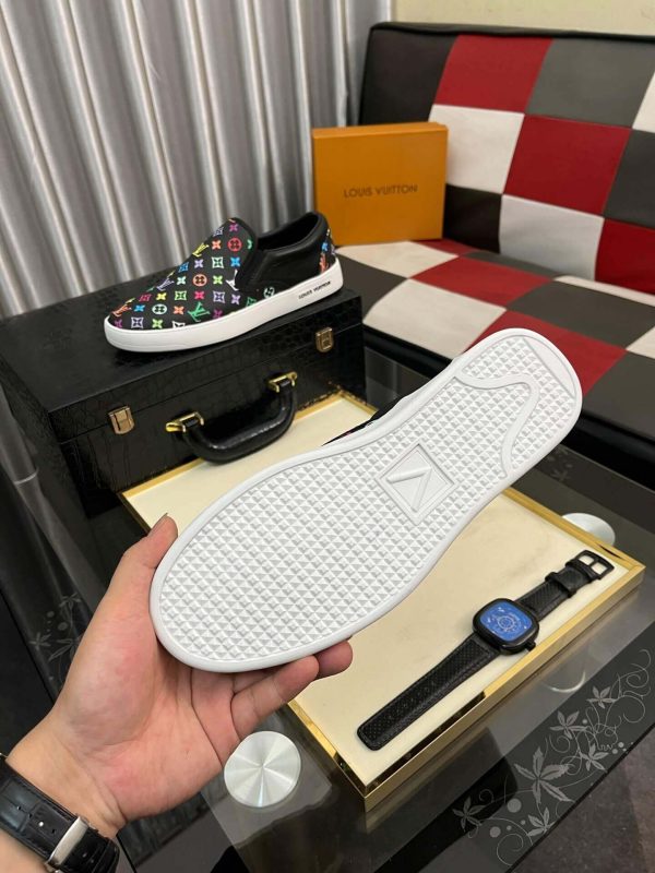 LV X TM Black Leather Slip-On Trainers