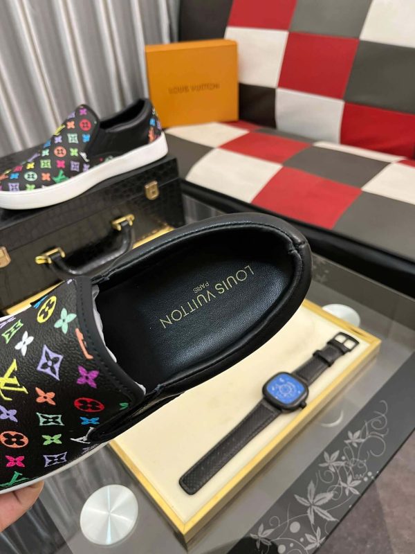 LV X TM Black Leather Slip-On Trainers