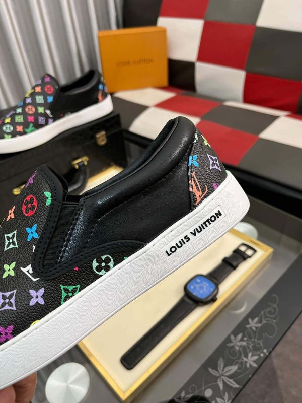 LV X TM Black Leather Slip-On Trainers