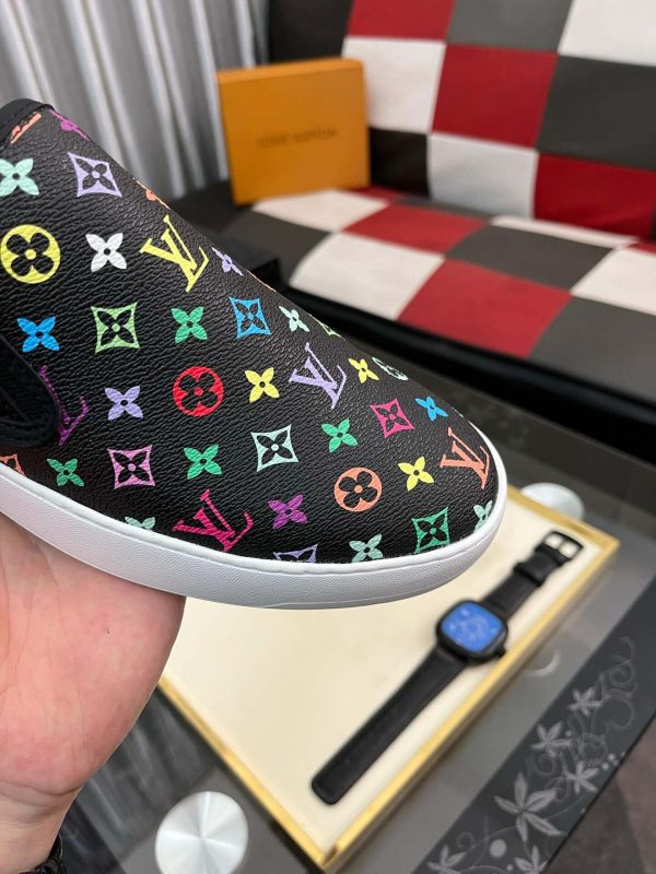 LV X TM Black Leather Slip-On Trainers