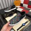 LV X TM Black Leather Slip-On Trainers