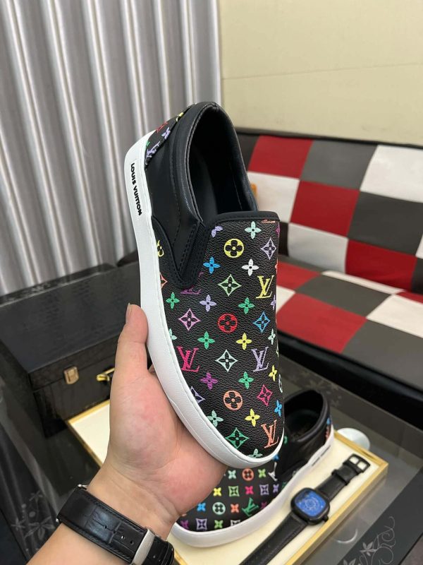 LV X TM Black Leather Slip-On Trainers