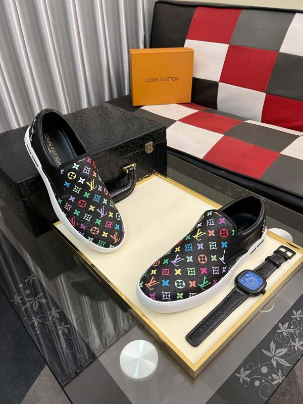 LV X TM Black Leather Slip-On Trainers