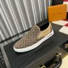 LV Brown Monogram Embossed Leather Slip-On Trainers