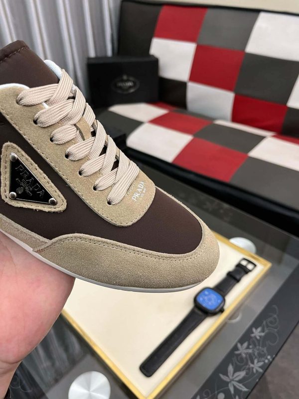 Prada Suede Fabric Sneaker in Brown/Beige