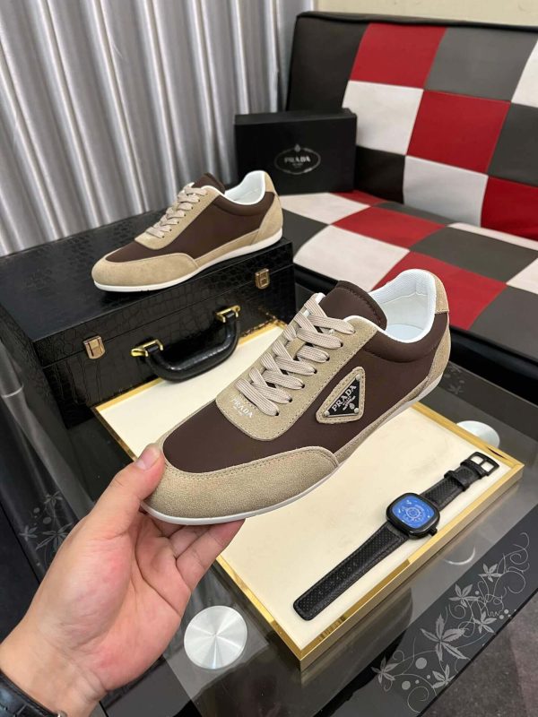Prada Suede Fabric Sneaker in Brown/Beige