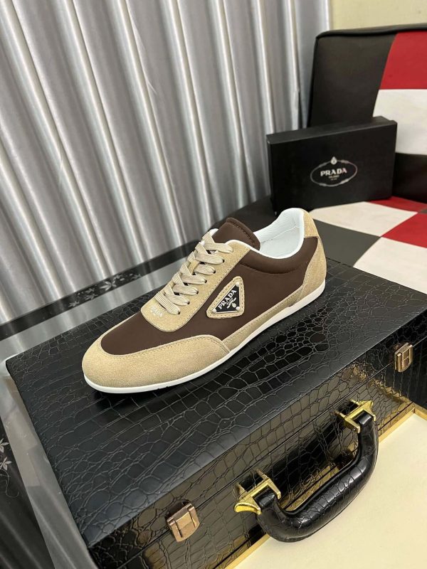Prada Suede Fabric Sneaker in Brown/Beige