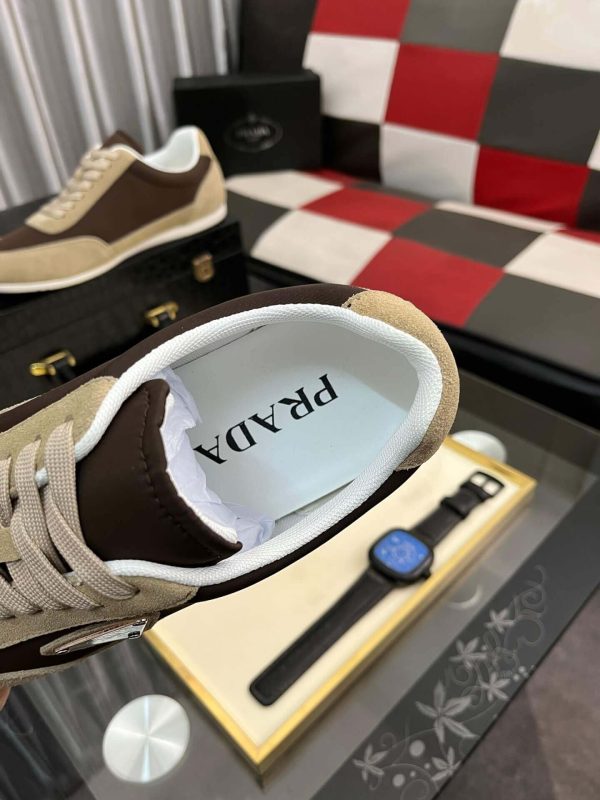 Prada Suede Fabric Sneaker in Brown/Beige