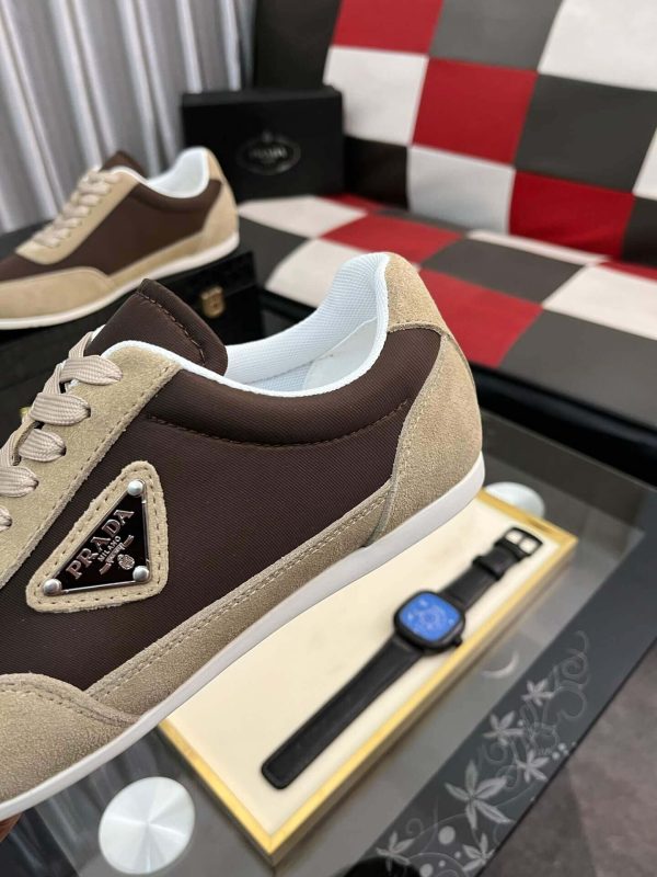 Prada Suede Fabric Sneaker in Brown/Beige