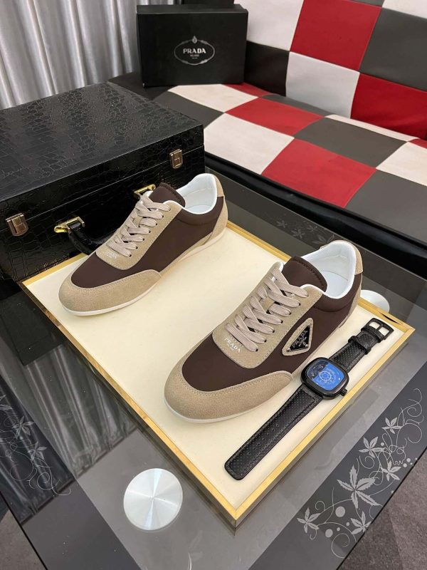 Prada Suede Fabric Sneaker in Brown/Beige