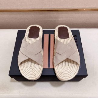 Zegna Off White Suede Espadrille Sandals