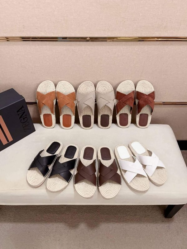 Zegna Dark Foliage Suede Espadrille Sandals