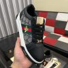 Gucci Ace Sneaker with Bee in Black Leather and Ebony GG Canvas