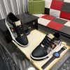 Gucci Ace Sneaker with Bee in Black Leather and Ebony GG Canvas