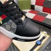 Gucci Ace Sneaker with Bee in Black Leather and Ebony GG Canvas