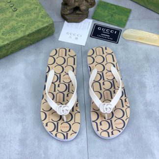 Gucci Gucci Logo Brown Thong Sandals with Double G