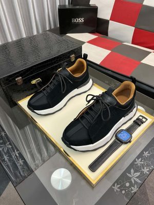 BOSS Esquisse Black Suede Lace-Up Sneaker