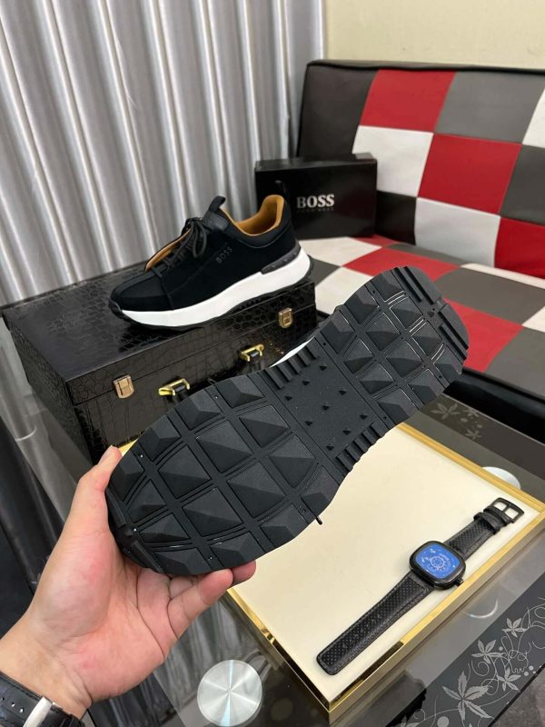 BOSS Esquisse Black Suede Lace-Up Sneaker