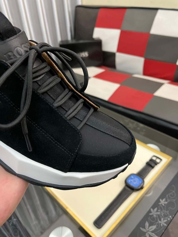 BOSS Esquisse Black Suede Lace-Up Sneaker