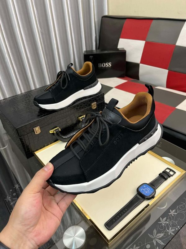 BOSS Esquisse Black Suede Lace-Up Sneaker