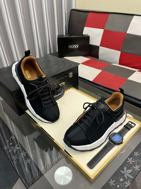 BOSS Esquisse Black Suede Lace-Up Sneaker