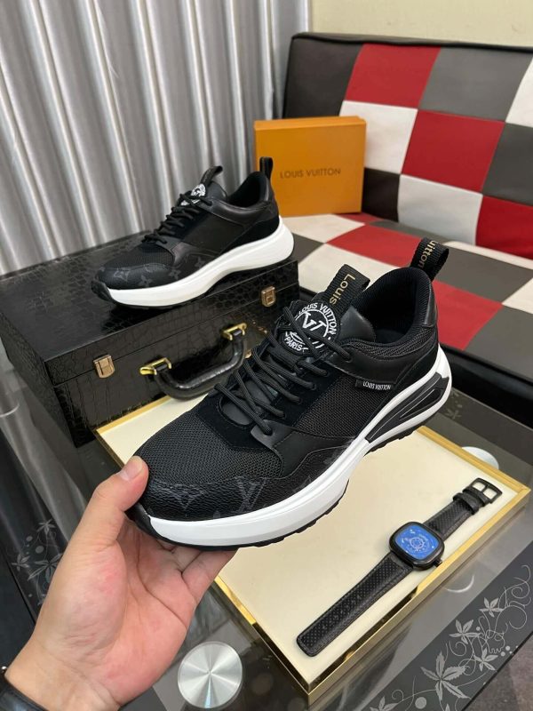blackLouisVuittonTrainersneakerwithwhiteaccents_6 Louis Vuitton LV Run Black Trainer Sneakers