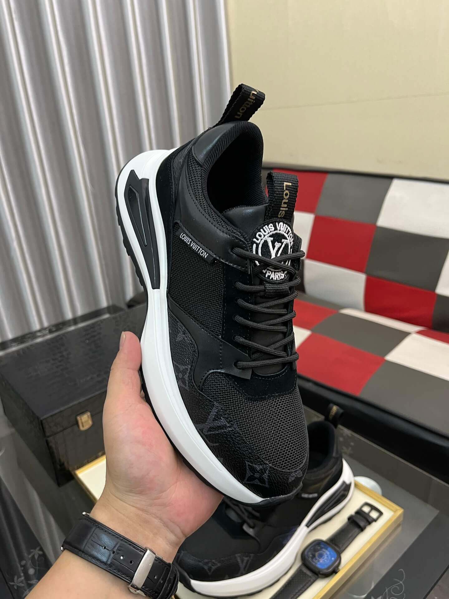 Louis Vuitton LV Run Black Trainer Sneakers 2 Louis Vuitton LV Run Black Trainer Sneakers - Image 2