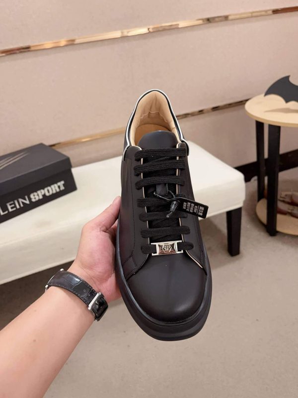 Philip Plein Leather Low-Top Sneakers Megastar Black