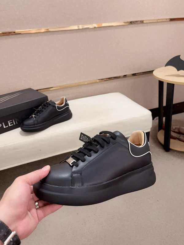 Philip Plein Leather Low-Top Sneakers Megastar Black