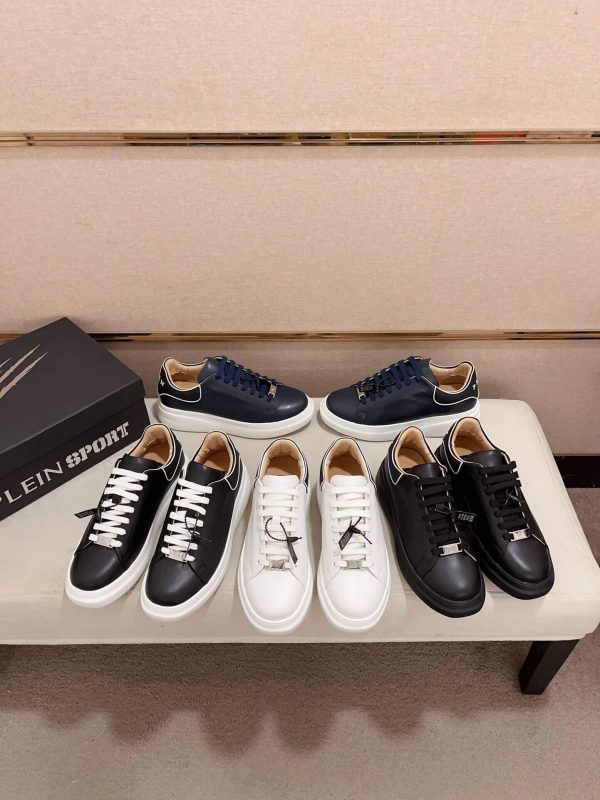 Philip Plein Leather Low-Top Sneakers Megastar Black