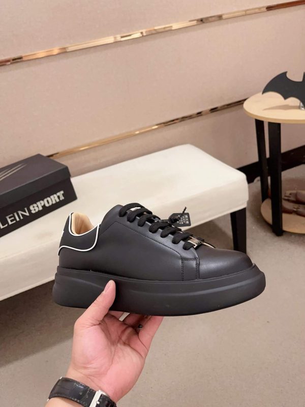 Philip Plein Leather Low-Top Sneakers Megastar Black