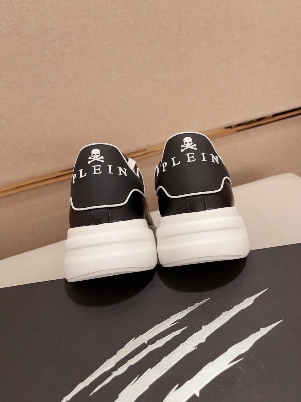 Philip Plein Leather Low-Top Sneakers Megastar Black and White