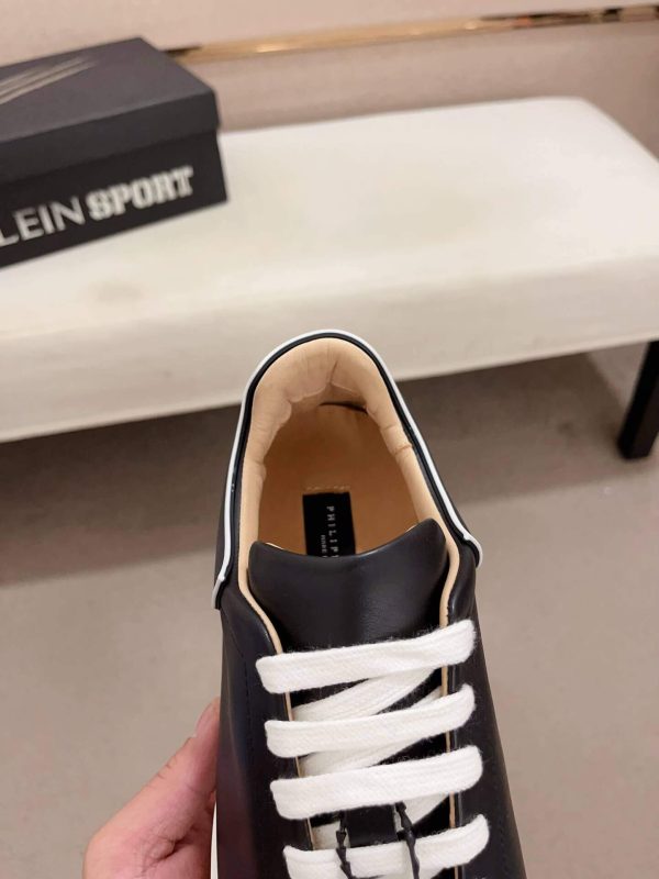 Philip Plein Leather Low-Top Sneakers Megastar Black and White