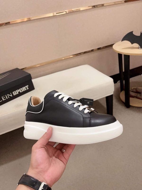 Philip Plein Leather Low-Top Sneakers Megastar Black and White