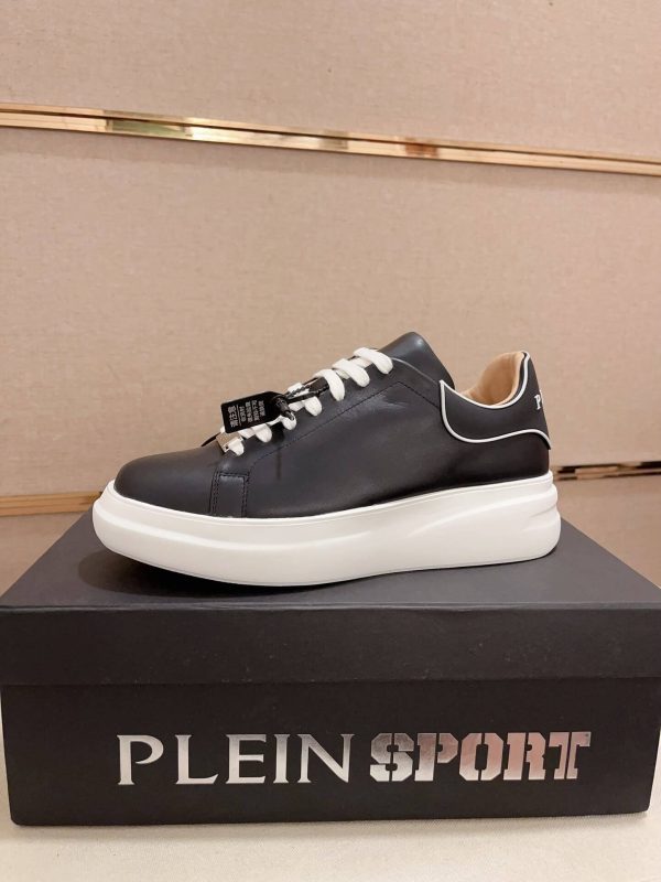 Philip Plein Leather Low-Top Sneakers Megastar Black and White