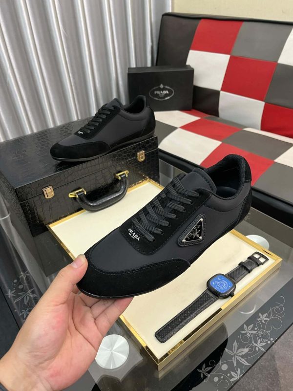 Prada Suede Fabric Sneaker in Black